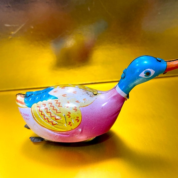 VINTAGE 80’s TIN TOYS WIND UP FROG & SWIMMING DUCK 4” - Picture 5 of 13